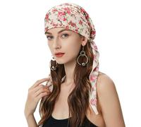 ZLYC Chemo Headwear - Pañuelo preatado para la Cabeza, Gorro Ligero para Mujer, Ditsy Rose Beige, One Size