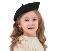 ZLYC Clásica Boina de Lana para Niñas Niños Moderna Artista Francés (Negro), Talla única