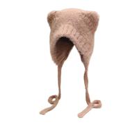 ZLYC Crochet Hat Knit Cat Ear Slouchy Beanie Boina, Orejas de Oso Rosa, Talla única para Mujer