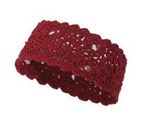 ZLYC Diadema para mujer hecha a mano Crochet Knit Boho Flower Bandas para el pelo (Crochet Borgoña)