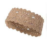 ZLYC Diadema para mujer hecha a mano Crochet Knit Boho Flower Hair Bands (Crochet Khaki)