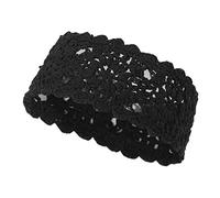 ZLYC Diadema para mujer hecha a mano Crochet Knit Boho Flower Hair Bands (Crochet Negro)