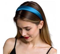 ZLYC Diademas de seda de morera para mujer, sin dolor de cabeza, antideslizantes, para el cuidado de la piel, maquillaje, uso diario, color azul pavo real sólido