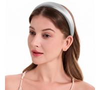 ZLYC Diademas de seda de morera para mujer, sin dolor de cabeza, antideslizantes, para el cuidado de la piel, maquillaje, uso diario, color plateado sólido