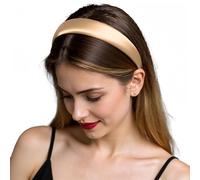 ZLYC Diademas de seda de morera para mujer, sin dolor de cabeza, antideslizantes, para el cuidado de la piel, maquillaje, uso diario, color champán sólido