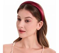 ZLYC Diademas de seda de morera para mujer, sin dolor de cabeza, antideslizantes, para el cuidado de la piel, maquillaje, uso diario, color rojo vino sólido