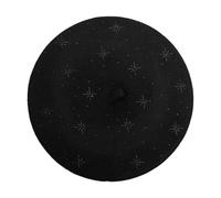 ZLYC Gorro de Boina Francesa para Mujer, Reversible, Color sólido, Mosaico de Cachemira, Boina cálida para niñas, Copos de Nieve Negros, Talla única