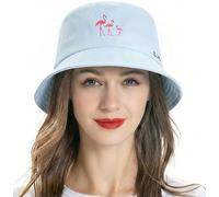 ZLYC - Gorro de Pescador Unisex con Bordado de Moda para Hombre, Mujer y Adolescentes, Azul con Flamenco