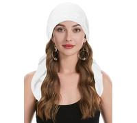 ZLYC Gorro Turbante de quimioterapia de Verano para Mujer, Gorro Ligero, Encaje Blanco, Talla única
