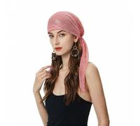 ZLYC Gorro Turbante de quimioterapia para Mujer, pañuelo preatado, Doble Capa Encaje Rosa, Talla única