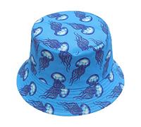 ZLYC Gorro veraniego de viaje, de estilo pescador, unisex con estampado único, Medusa Azul, talla única-M