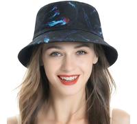 ZLYC Gorro veraniego de viaje, de estilo pescador, unisex con estampado único, Medusa Negro, talla única-M