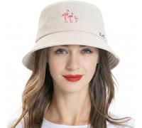 ZLYC Mujer Hombre Sombrero Pescador Sombrero del Cubo Algodón Gorro de Pescador(Flamenco Beige),Talla única