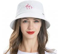 ZLYC Mujer Hombre Sombrero Pescador Sombrero del Cubo Algodón Gorro de Pescador(Flamenco Blanco),Talla única