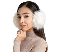 ZLYC Orejeras ajustables de piel sintética para mujer y niña, Blanco nieve, Talla única