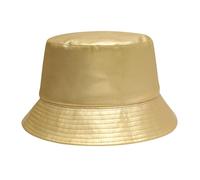 ZLYC Sombrero Unisex de Moda de Piel sintética Impermeable Sombrero de Pescador, Dorado, Talla única