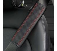 ZLYFCL 2 Piezas Cuero Cubierta del Cinturón de Seguridad para Mercedes Benz C C180 C200 C300 2017-2018, Comodidad Antideslizante Funda para Cinturón de Seguridad,C-Black-Red