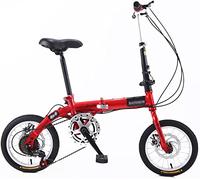 ZLYJ Bicicleta Plegable 14/16 Pulgadas, Marco Acero Carbono Delantero Y Trasero Bicicleta para Adultos Velocidad Variable Bicicleta Plegable Súper Ligera para Estudiantes B,14inch