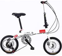 ZLYJ Bicicleta Plegable 14/16 Pulgadas, Marco Acero Carbono Delantero Y Trasero Bicicleta para Adultos Velocidad Variable Bicicleta Plegable Súper Ligera para Estudiantes D,14inch