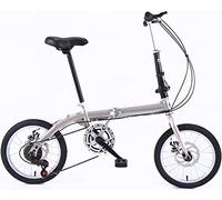 ZLYJ Bicicleta Plegable 14/16 Pulgadas, Marco Acero Carbono Delantero Y Trasero Bicicleta para Adultos Velocidad Variable Bicicleta Plegable Súper Ligera para Estudiantes C,16inch