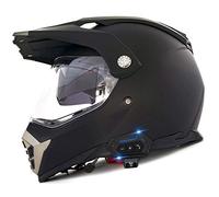 ZLYJ Casco De Motocross con Auricular Bluetooth Integrado, Casco Todo Terreno Dirt Bike Racing ATV Casco De Motocicleta con Doble Visera Certificación ECE 25,L(59-60cm)