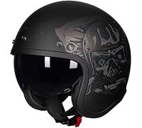 ZLYJ Casco Moto Cara Abierta con Visera Desplegable, Casco Retro para Motocicleta, Casco Transpirable para Piloto Jet, Estándares ECE E,XX-Large
