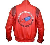 ZM ATTIRE Capsule Akira Kaneda Red Manga Chaqueta de piel auténtica para hombre Akira Shotaro Kaneda Rojo y Negro, Chaqueta roja: piel sintética, XXL