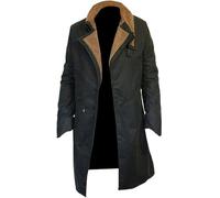 ZM ATTIRE Officer K Runner 2049 - Gabardina larga de algodón con cuello de piel y solapa, color negro, Verde - Abrigo de algodón, XL