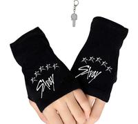 ZMaglorian 1 par de Guantes Sin Dedos Stay, Guerreras K-pp Invierno para Fans con 2 Pegatinas SK- y 1 Llavero SK-, regalo para fans de K-pp para Stay