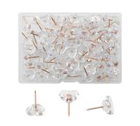 ZMaglorian 100 Puntine a Forma di Cuore Rosa Oro con Scatola - Puntine per Lavagna Sughero e Bacheca - Fermacampioni Decorativi per Mappe, Foto e Note - Accessori da Disegno per Ufficio