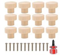 ZMaglorian 12 Pomos Madera, Tiradores Madera para Armarios y Cajones - Perillas de 30mm con Destornillador Incluido