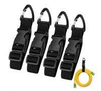 ZMaglorian Organizador de Cables 4 Piezas - Cinchas de Amarre con Clip Triangular Ajustable, Mosquetones Pequeños, Ganchos para Colgar Manguera Jardín y Cuerda Tendedero Exterior, Soporte Pared 22 kg
