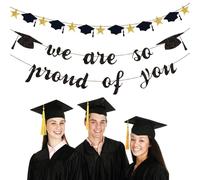 ZMaglorian Set de 2 guirnaldas Decorativas de graduación - Pancarta “Estamos Orgullosos ti” con Birrete, decoración para Colgar en Bachelor y Master, Bandas