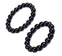 ZMANYIJEW 2 pulseras de turmalina negra, pulsera de cristal negro para hombre, hecha a mano, pulsera de piedras preciosas naturales, adjustable, Cristal Gema, No es una piedra preciosa