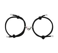 ZMANYIJEW Pulseras de pareja hechas a mano para mujeres y hombres, pulseras trenzadas de cuerda negra, pulseras de cruz de amistad, imán de corazón, atracción mutua, amor eterno, 5in, cuerda, No es