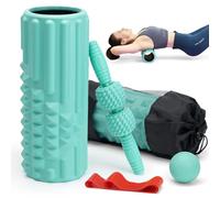 Zmarthumb Juego de rodillos de espuma 5 en 1, rodillo de espalda de punto de gatillo, rodillo muscular, bola de masaje, bolsa de transporte, rodillo de masaje, banda de resistencia para masaje de