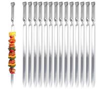 ZMC - 15 brochetas para barbacoa (55 cm, acero inoxidable), 2 cm de ancho, 2 mm de grosor, brochetas de kebab y brochetas de carne, inoxidables, planas y estables para barbacoas, Adana, hogueras y