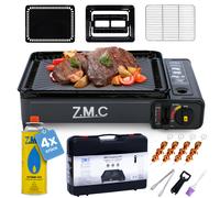 ZMC 2in1 Gas Estufa, Fogón Estufa de Camping +Placa Parrilla Exterior Campamento