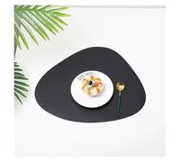 ZMCGNO 3pcs PU Waterproof Oilproof Dinner Table Placemats Non Slip Heat Resistance Washable Mats Cup Coasters for Kitchen Decor(Black,41cmx34cm)