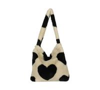 ZMCGNO Bolso de compras felpa, bolso con asa superior, mano for mujer, hombro mullido for otoño e invierno for mujeres y niñas(Brown heart)