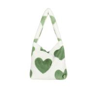 ZMCGNO Bolso de compras felpa, bolso con asa superior, mano for mujer, hombro mullido for otoño e invierno for mujeres y niñas(Green heart)