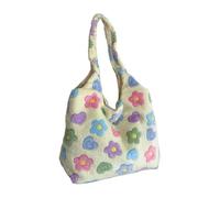 ZMCGNO Bolso de compras versátil for mujer, bolso hombro felpa con estampado flores, esponjoso kawaii, mano gran capacidad, peludo(Beige)