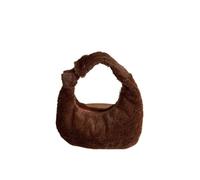 ZMCGNO Bolso de hombro for mujer, felpa suave, color liso, for compras, for otoño e invierno(Brown)
