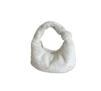 ZMCGNO Bolso de hombro for mujer, felpa suave, color liso, for compras, for otoño e invierno(White)