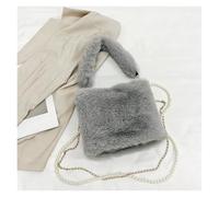 ZMCGNO Bolso de mano felpa, bolso hombro for mujer, otoño e invierno, nuevo, moda, versátil, nicho, cadena, bandolera(Grey)