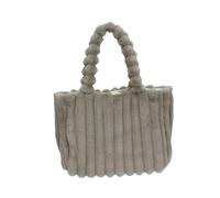 ZMCGNO Bolso de mano felpa gran capacidad for otoño e invierno, bolso informal con rayas verticales y esponjosas for mujer, hombro moda(Khaki)