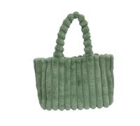 ZMCGNO Bolso de mano felpa gran capacidad for otoño e invierno, bolso informal con rayas verticales y esponjosas for mujer, hombro moda(Green)