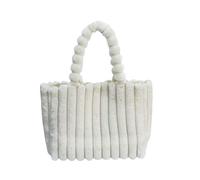 ZMCGNO Bolso de mano felpa gran capacidad for otoño e invierno, bolso informal con rayas verticales y esponjosas for mujer, hombro moda(WHITE)