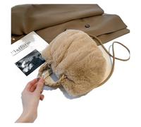 ZMCGNO Bolsos de hombro felpa suave for mujer, bolsos pequeños for las axilas otoño e invierno, mano con cadena tejida for, mullidos, viaje, monederos(Khaki)