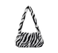 ZMCGNO Bolsos de hombro mini con estampado vaca for mujer, bolsos felpa for, mano leopardo y cebra, pequeños(Zebra pattern)